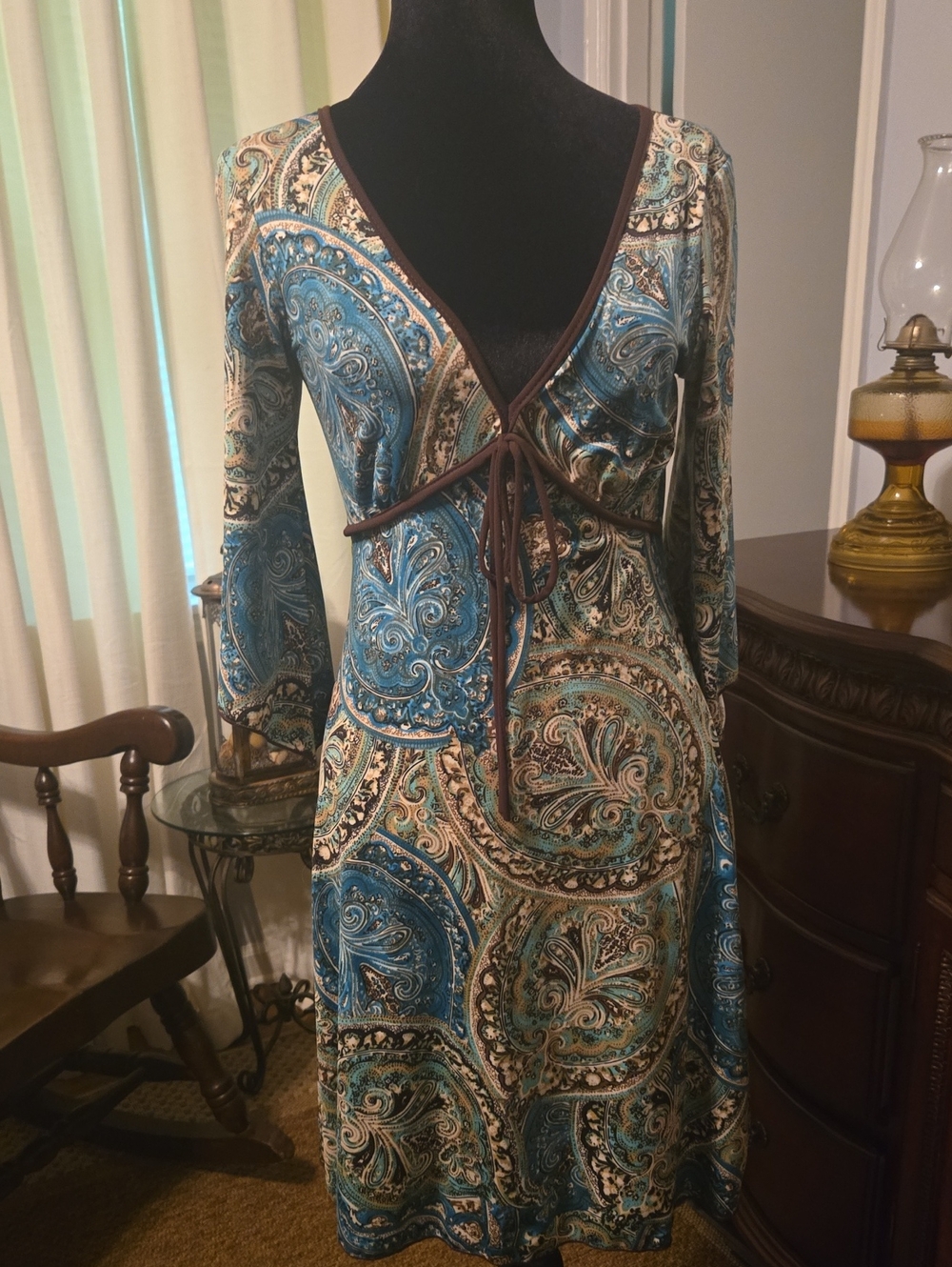 julie's closet Blue and Cream Paisley Top
